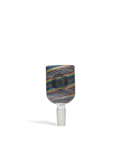 Black White Rainbow iDab Puffco Proxy 14mm Worked Water Pipe Bowl Glass Back View on White Background