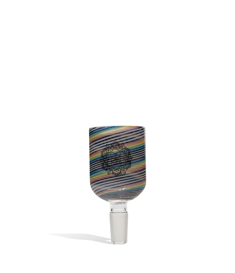 Black White Rainbow iDab Puffco Proxy 14mm Worked Water Pipe Bowl Glass Back View on White Background