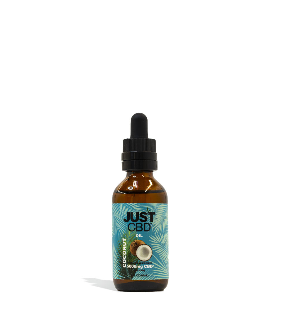 5000mg Bottle Just CBD Coconut Oil Tincture on white studio background