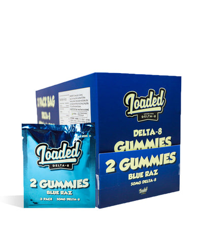 Blue Raz Loaded D8 Gummies 50pk on white background