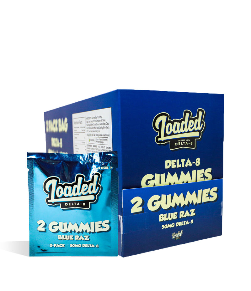 Blue Raz Loaded D8 Gummies 50pk on white background