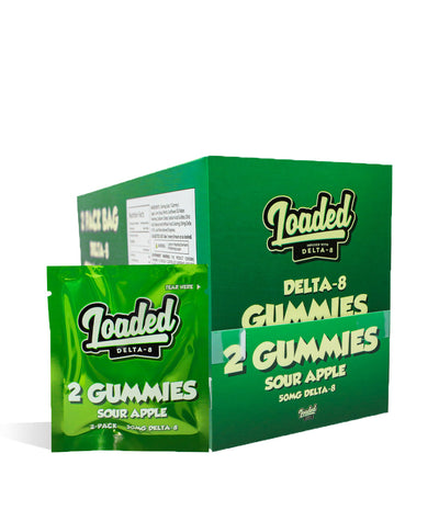 Sour Apple Loaded D8 Gummies 50pk on white background