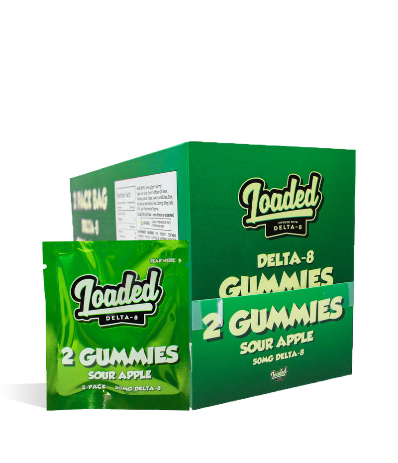 Sour Apple Loaded D8 Gummies 50pk on white background