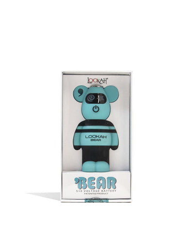 Cyan Lookah Bear Cartridge Vaporizer Packaging Front View on White Background