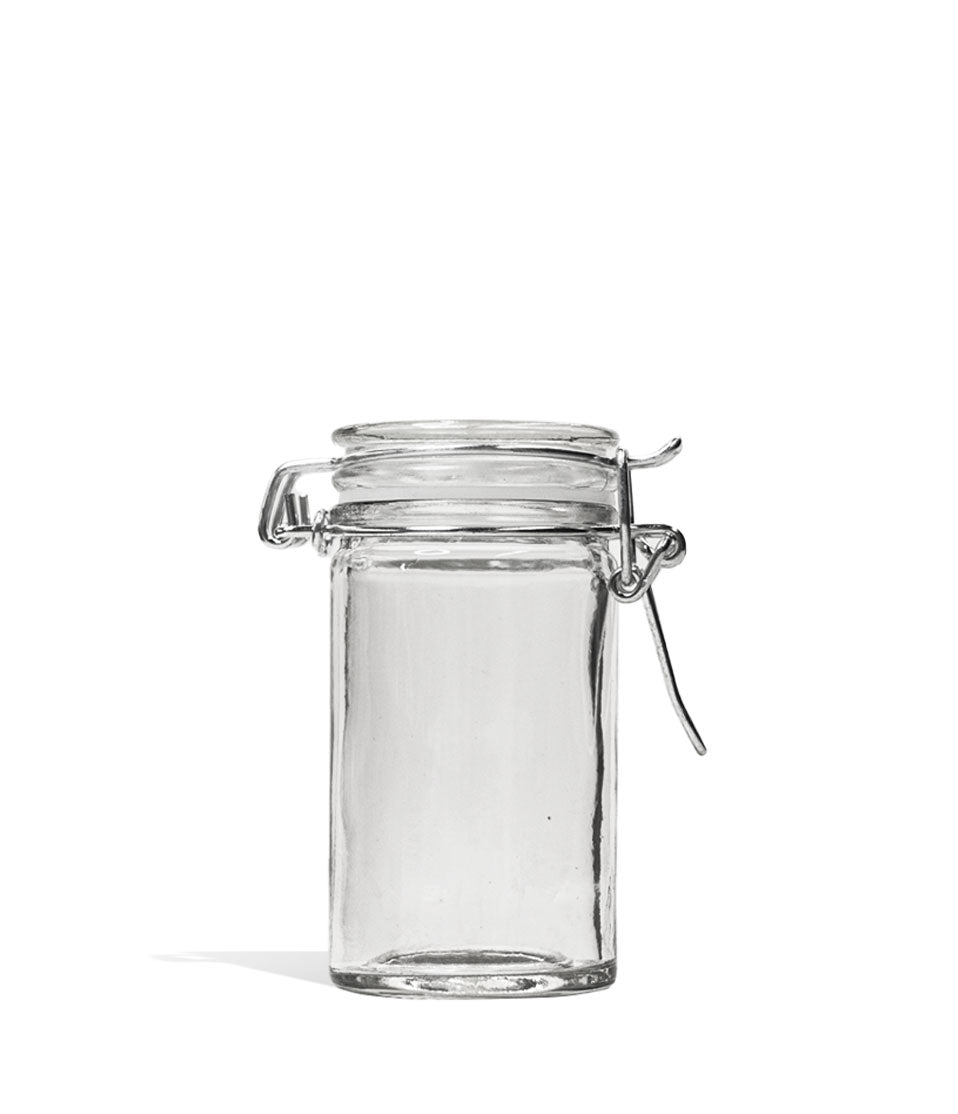 Lucky Stash Air Tight Glass Pop Top Jars 12pk Large Jar Front View on White Background