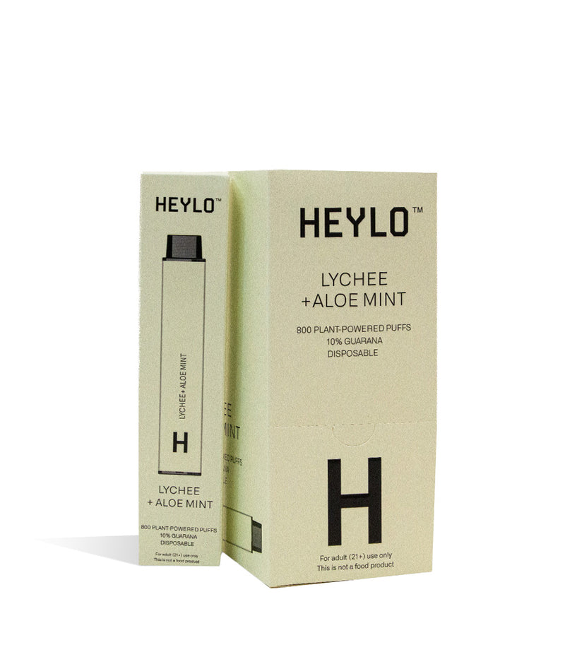 Lychee Aloe Mint HEYLO Plant Powered Disposable 10pk on white studio background