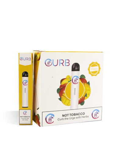 Mango CURB Herbal Supplement Infused Disposable Vaporizer 10pk on white studio background