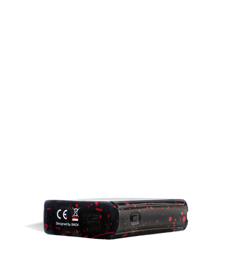 Black Red Spatter bottom view Exxus Vape MiCare Cartridge Vaporizer on white studio background