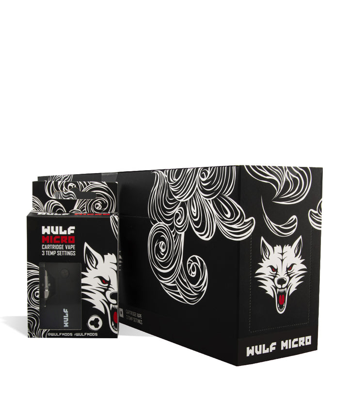 Black w/ single pack Wulf Mods Micro Cartridge Vaporizer 12pk on white background