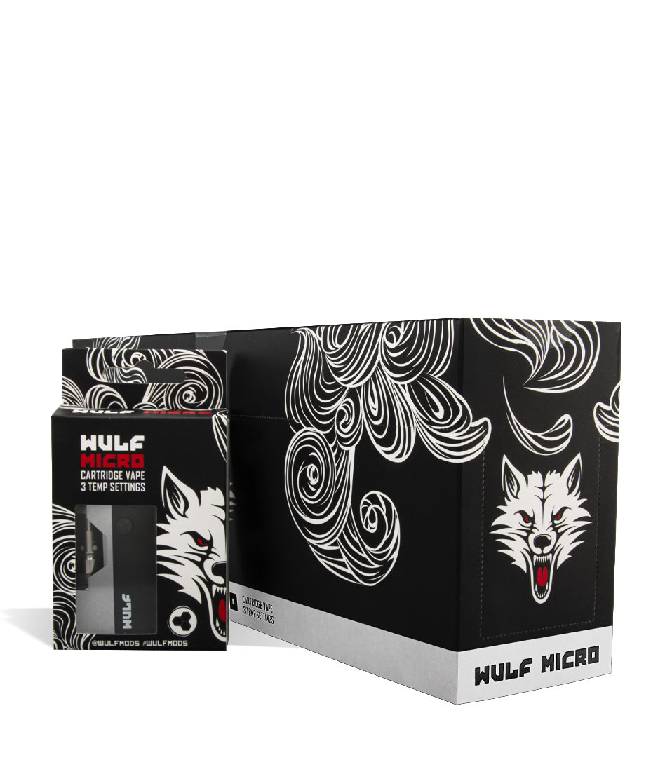 White w/single pack Wulf Mods Micro Cartridge Vaporizer 12pk on white background