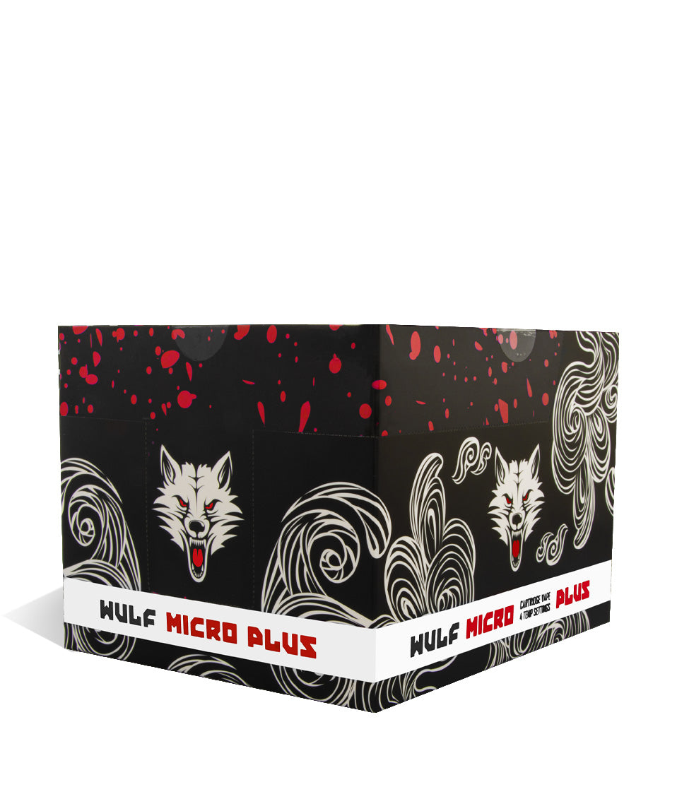 Black Red Spatter front Wulf Mods Micro Plus Cartridge Vaporizer 12pk on white background