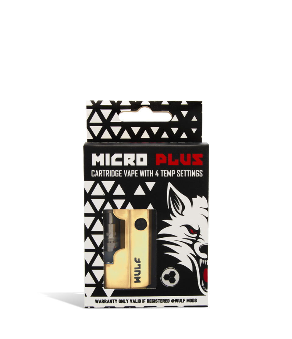 Gold Tech single pack Wulf Mods Micro Plus Cartridge Vaporizer 12pk on white background