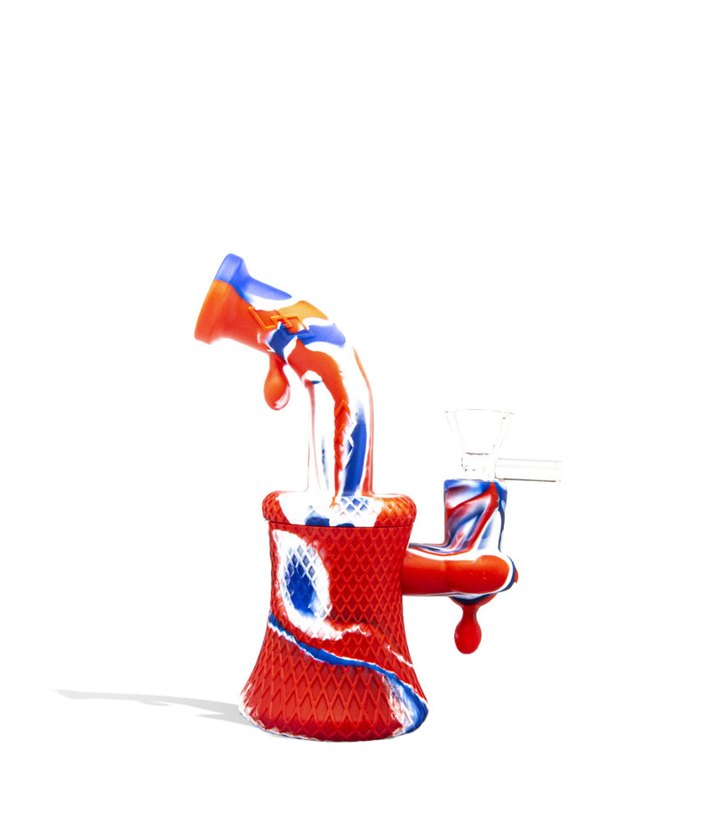 Red/White/Blue 5 inch Mini Silicone Oil Rig on white background