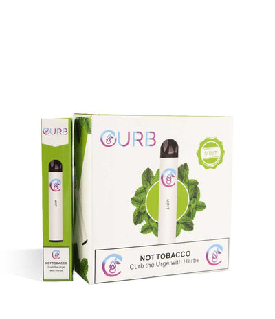 Mint CURB Herbal Supplement Infused Disposable Vaporizer 10pk on white studio background