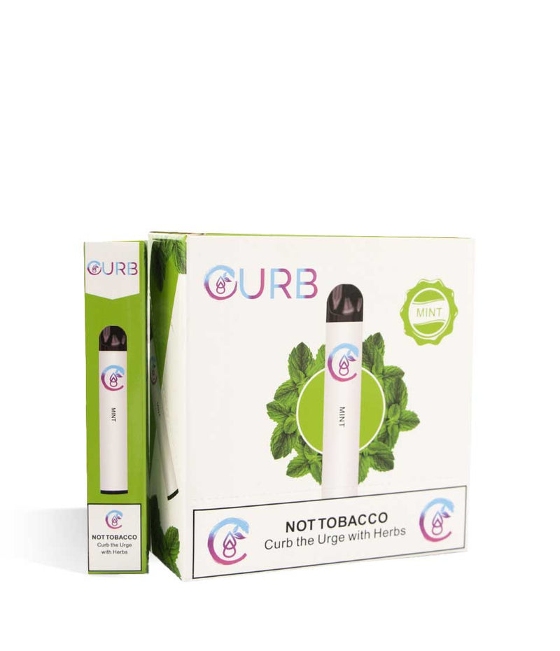 Mint CURB Herbal Supplement Infused Disposable Vaporizer 10pk on white studio background