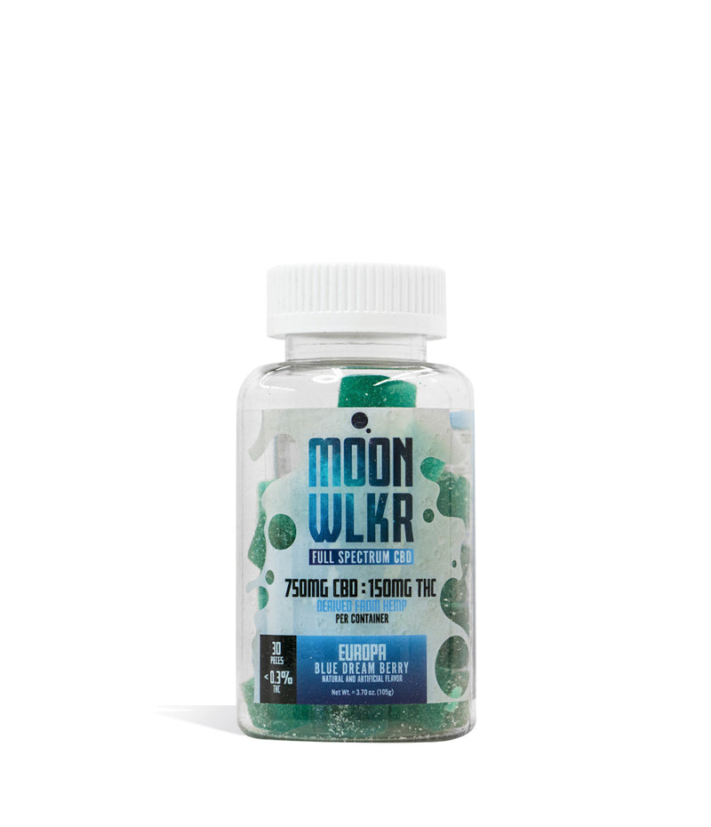 Europa  MOONWLKR 25mg CBD | 5mg THC Full Spectrum Edibles on white studio background