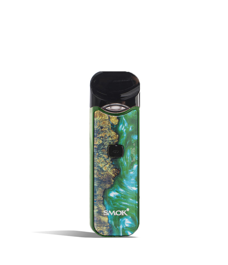 Green Stabilizing Wood front view SMOK Nord 1100 mAh Starter Kit on white studio background