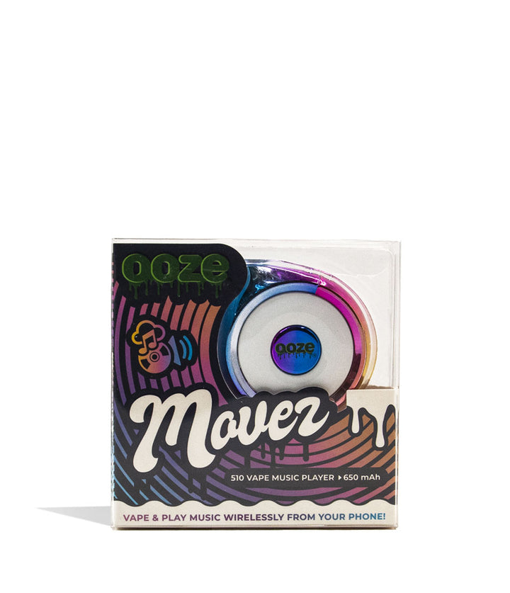 Rainbow Ooze Moves Cartridge Vaporizer and Wireless Speaker Packaging View on White Background