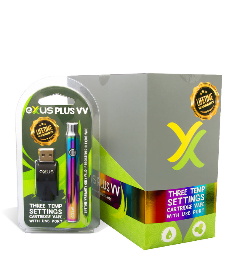 Full Color w/single pack Exxus Vape Plus VV Cartridge Vaporizer 12pk on white background