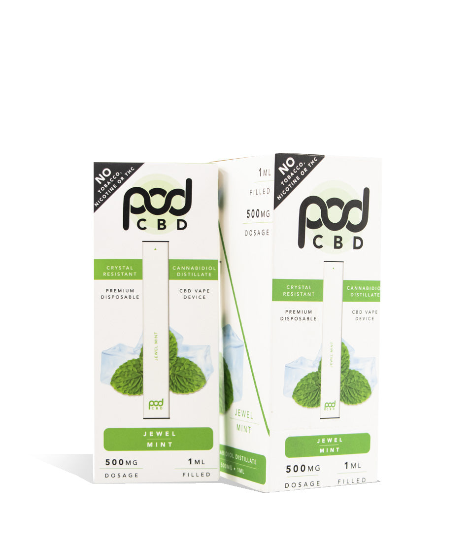 Jewel Mint Pod Juice 1ml 500mg CBD Disposable 5pk on white background