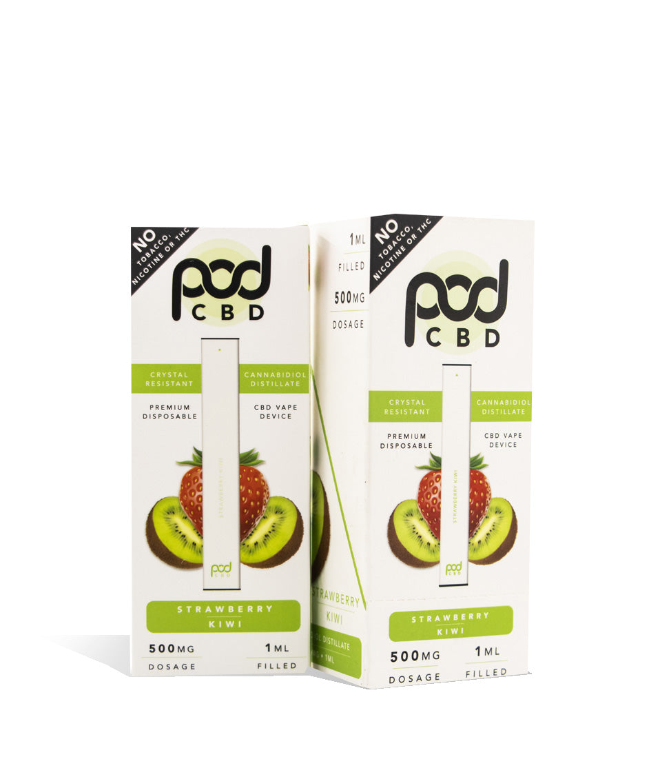Strawberry Kiwi Pod Juice 1ml 500mg CBD Disposable 5pk on white background