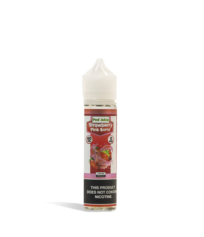 Strawberry Pink Burst 0mg Pod Juice Freebase Nicotine 60ML on white studio background
