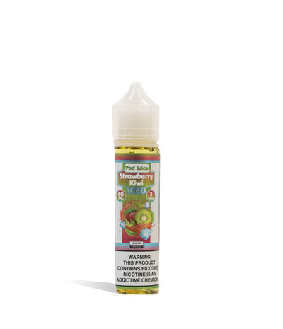 Strawberry Kiwi Iced 3mg Pod Juice Freebase Nicotine 60ML on white studio background