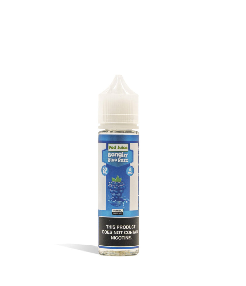 Blue Razz 6mg Pod Juice Freebase Nicotine 60ML on white studio background