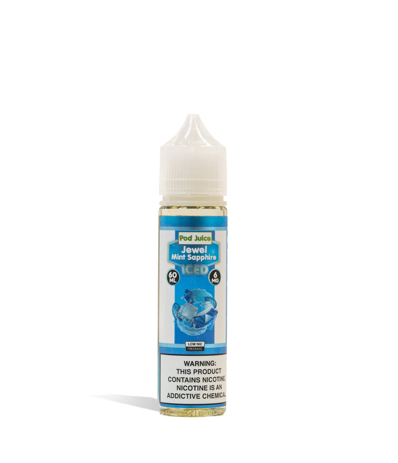 Jewel Mint Sapphire 6mg Pod Juice Freebase Nicotine 60ML on white studio background