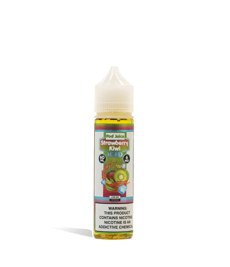 Strawberry Kiwi Iced 6mg Pod Juice Freebase Nicotine 60ML on white studio background