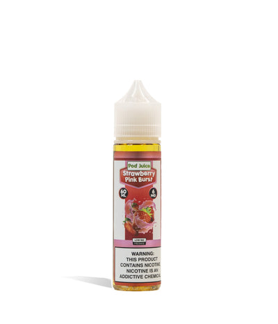 Strawberry Pink Burst 6mg Pod Juice Freebase Nicotine 60ML on white studio background