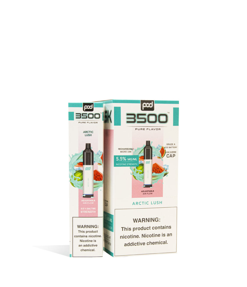 Arctic Lush Pod Stick 3500 Disposable Salt Device 10pk on white studio background