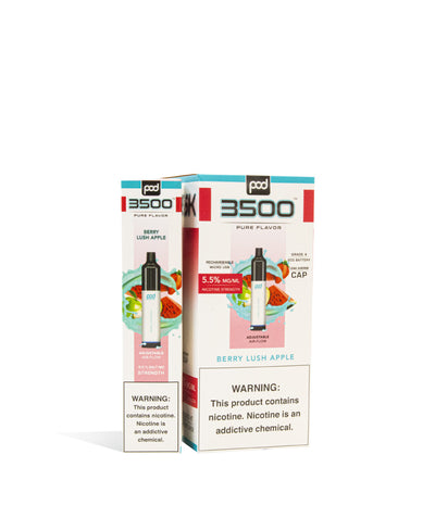 Berry Lush Apple Pod Stick 3500 Disposable Salt Device 10pk on white studio background