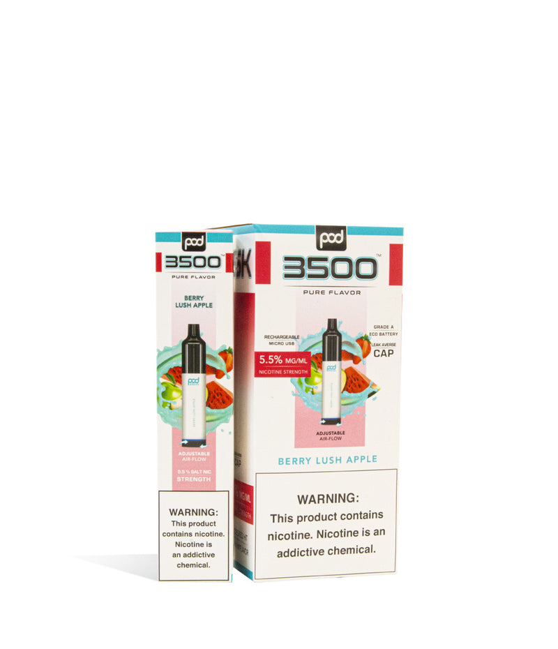 Berry Lush Apple Pod Stick 3500 Disposable Salt Device 10pk on white studio background