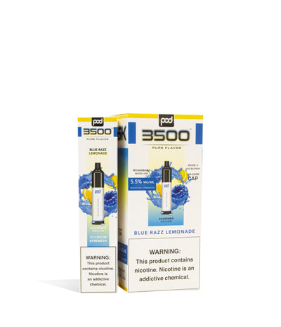 Blue Razz Lemonade Pod Stick 3500 Disposable Salt Device 10pk on white studio background
