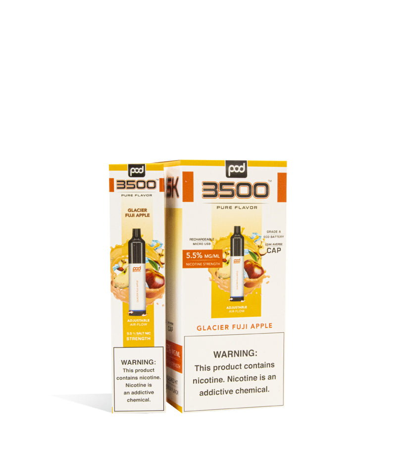 Glacier Fuji Apple Pod Stick 3500 Disposable Salt Device 10pk on white studio background