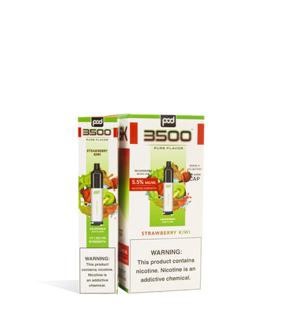 Strawberry Kiwi Pod Stick 3500 Disposable Salt Device 10pk on white studio background