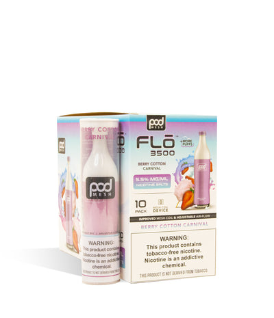 Berry Cotton Carnival Pod Stick 3500 Flo Disposable Vaporizer 10pk on white background