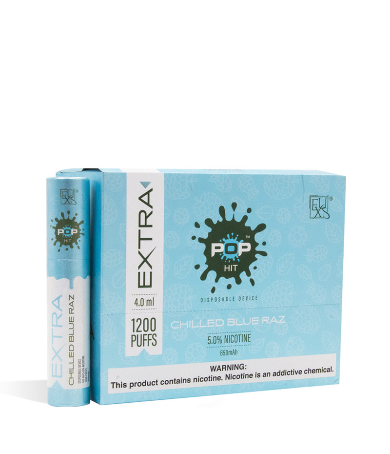 Chilled Blue Raz POP Extra Disposable Device 10pk on white studio background