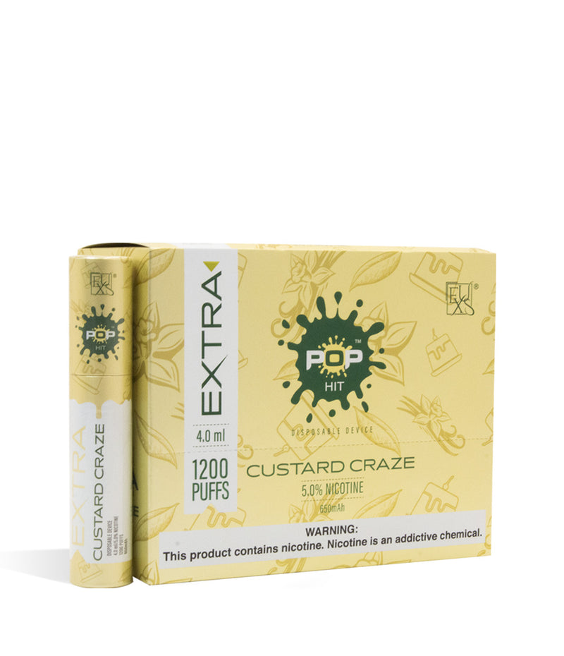 Custard Craze POP Extra Disposable Device 10pk on white studio background\