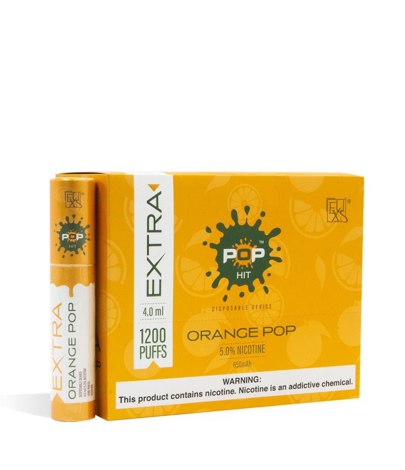 Orange Pop POP Extra Disposable Device 10pk on white studio background
