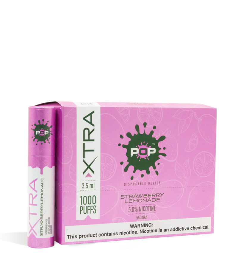 Strawberry Lemonade POP Extra Disposable Device 10pk on white studio background