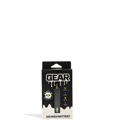 Black POP Gear 500mah Cartridge Vaporizer 10pk Packaging Front View on White Background