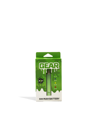 Green POP Gear 500mah Cartridge Vaporizer 10pk Packaging Front View on White Background