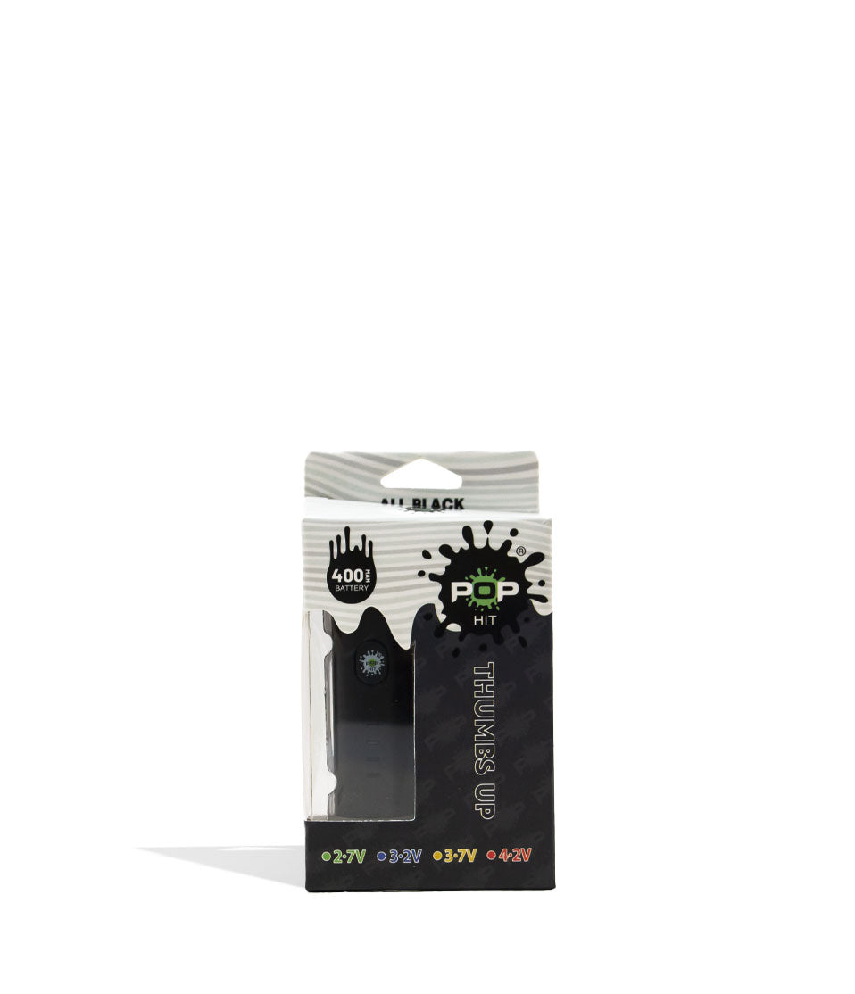 All Black POP Hit 400mah VV Cartridge Vaporizer 10pk Packaging Front View on White Background