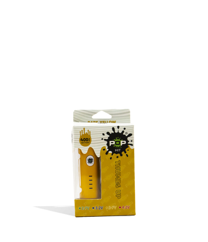 Dark Yellow POP Hit 400mah VV Cartridge Vaporizer 10pk Packaging Front View on White Background