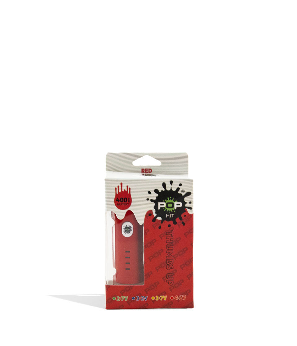 Red POP Hit 400mah VV Cartridge Vaporizer 10pk Packaging Front View on White Background