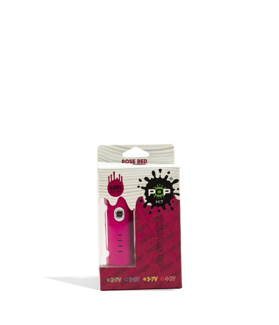 Rose Red POP Hit 400mah VV Cartridge Vaporizer 10pk Packaging Front View on White Background