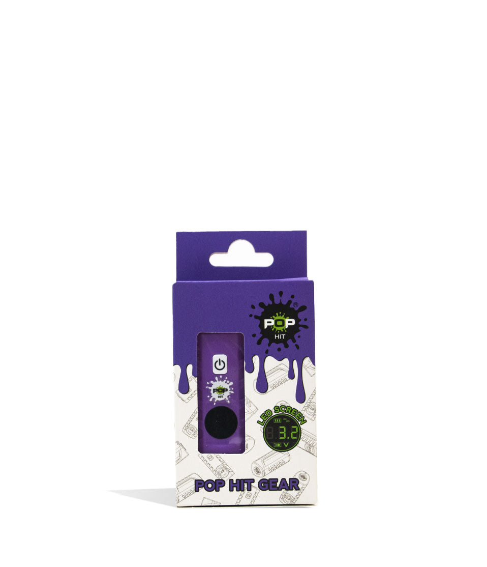 Purple POP Hit Gear 500mah VV Cartridge Vaporizer 12pk Packaging Front View on White Background