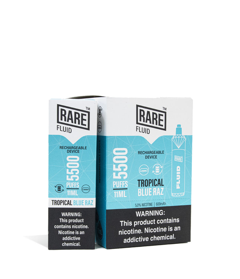 Tropical Blue Razz Rare Fluid Disposable 10pk on White Studio Background